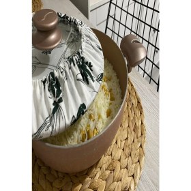 Resim Emtory Home Pilav Demleme Örtüsü - Patlamış Mısır Yağ Sızdırmaz - Lastikli - Yeşil Çiçekli 