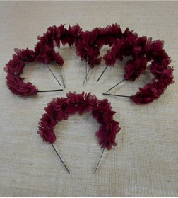 Resim FREE Süslü Nedime Tacı Bordo 10 Adet 