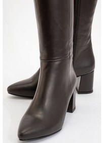 Resim Luvi Shoes Sejas Kahverengi Hakiki Deri Kadın Topuklu Çizme Kahverengi 
