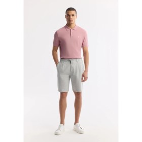 Resim AVVA Erkek Gri Beli Lastikli Keten Karışımlı Relaxed Fit Şort B003731 