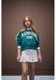 Resim DeFacto Kız Çocuk Relax Fit Bisiklet Yaka Baskılı Sweatshirt D7442A825SPGN259 Yeşil 