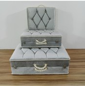 Resim Hasret Çeyiz Söz Nişan Bohça Çanta Gelin Damat Çeyiz Sandık 3lü 0565g 