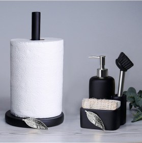 Resim Leaf Fırçalı Sıvılı Süngerlik Siyah Gümüş 