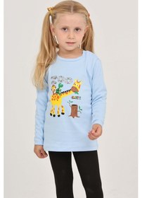 Resim Toontoy Kız Çocuk Zürafa Baskılı Sweatshirt Koyu Mavi 