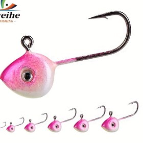 Resim WEIHE Mini Pembe Balık Şeklinde Kurşun Başlı Kanca Seti - 10 Adet, Her Birinde 3 Üçlü Kancalı, Dayanıklı Tuzlu ve Tatlı Su Balığı Yemi, Beyaz/Mor/Pembe Renkler, Balıkçılar İçin Tatil Hediyesi 