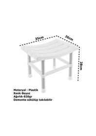 Resim Çelik Ayna Kare Banyo Taburesi Çok Amaçlı Tabure Beyaz Clk-124 Beyaz 