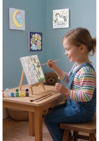Resim Lunapark Dönme Dolap Temalı Çocuk Boyama Tuvali Şövaleli Eğitici Boyama Seti 20x20 Cm 