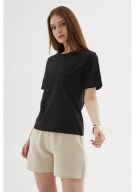 Resim Fashion Friends 25y0026k1 Kadın Kroşe Cepli Bluz Siyah 