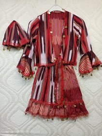 Resim 23 NİSAN ÇOCUK KEŞAN KUMAŞ LİRALI BOLERO TAKIM FÖTR ŞAPKALI 
