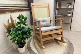 Resim VERANDA MİNDERLİ SALLANAN SANDALYE, KREM, NATUREL AYAK 