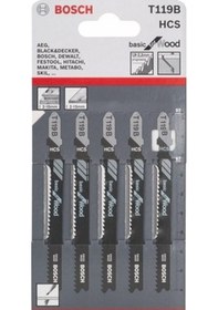 Resim Bosch T 119 BO Basic For Wood Dekupaj Testeresi Bıçağı 5'Li - 2608630310 