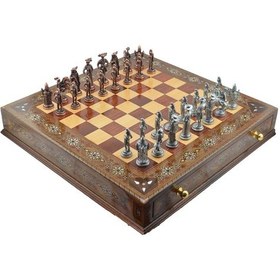 Resim Gifthome Metal Satranç Takımı-seti battal ispanyol antik sedefli 