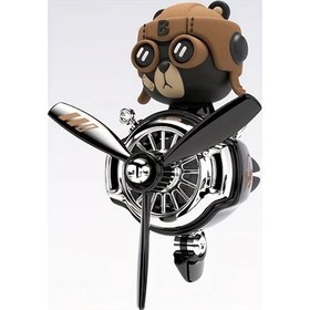 Resim Fochsia Siyah Pilot Ayı Araç İçi Aksesuarı - Sallanan Başlı Oyunculuk Figürü Dayanıklı Plastik 