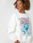 Resim Şardonlu Anime Sweatshirt Bisiklet Yaka Uzun Kollu Rahat Kesim 