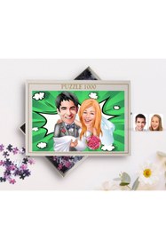 Resim Bk Gift Kişiye Özel Evleniyoruz Karikatürlü 1000 Parça Profesyonel Puzzle-7 