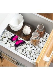 Resim Else Dekor Gri Sarı Papatyalar Kaydırmaz Raf Dolap Çekmece Örtüsü Yıkanabilir Buzdolabı Içi Matı 