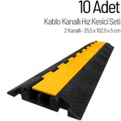 Resim İleri Trafik 10'lu Kablo Kanallı Hız Kesici Seti 2 Kanallı, Yol Kasisi 25,5 x 102,5 x 5 cm 