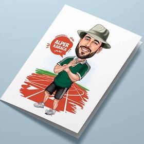 Resim Atletizm Yapan Erkek Karikatürlü Tebrik Kartı 