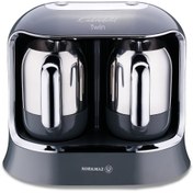 Resim KORKMAZ Kahvekolik Twin Cosmica Krom Kahve Makinesi 