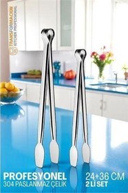 Resim 2 Boy Mutfak Maşası - Mangal Barbekü Maşası - Izgara Maşası Tava Maşası Çelik 18 ve 36 Cm 