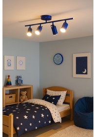 Resim Spoti 4'lü Mavi Renk Gün Işığı Modern Tasarım Salon - Mutfak - Banyo Spot Ledli Sıralı Avize Mavi 