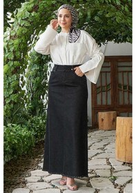 Resim 2252-denim Püsküllü Etek Siyah Siyah 