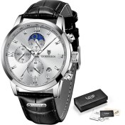 Resim Hanyang L Gümüş Beyaz Lıge Erkek Saatler Üst Marka Lüks Spor 30 M Su Geçirmez Erkekler Için Izle Kuvars Kol Saati 24 Saat Moonswatch Tarih Saat Reloj Hombre (Yurt Dışından) 