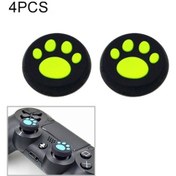 Resim 4 Adet Sevimli Kedi Pençesi Silikon Koruyucu Kapak Ps4 / Ps3 / Ps2 / Xbox360 / Xboxone / Wııu Gamepad Joystick Yeşil 