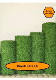 Resim 0.5x7.5 Metre Çim Çit. Bahçe Çiti. Dekoratif Telli Çit. Yapay Çim Çit 