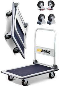 Resim stilmax 300 Kg Kapasiteli Katlanır Tabla Koli Yük Paket Taşıma El Arabası Kaydırmaz Taban Depo El Arabası 