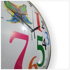 Resim Renkli Kalın Büyük Rakkam 35 Cm Bombe Ön Camlı Sessiz Duvar Saati Çok Renkli 