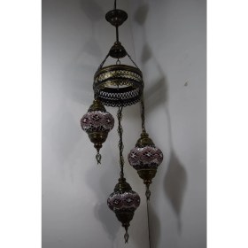 Resim Karlıkturistik Mozaik Lamba Avize 3lü Sarkıt Dekoratif Aydınlatma Tavan Lambası Renkli El Yapımı Model 20 