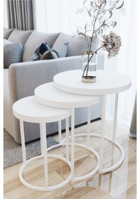 Resim Emga Home Zigon Sehpa Takımı Beyaz Beyaz Beyaz 