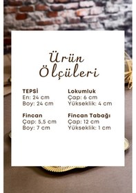 Resim Grimorlife 2 Kişilik Tepsili Gold Porselen Ağaç Detaylı Fincan Sunum Seti-söz Nişan Kahve Fincanı Gold 