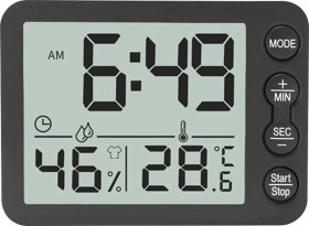 Resim Youmex Sıcaklık Nem Ölçer Alarm Saat - Lcd Ekran, / Değiştirilebilir, Geri Sayım Ve Uyku Fonksiyonu, Ev Ofis İçin Siyah Pil Dahil Değil 