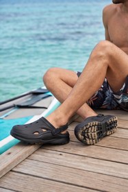 Resim Terra Strata: Erkek Çift Tabanlı Siyah Comfort Clog Erkek Terlik - Tokalı Arka Bantlı Spor Sandalet, Havuz, Plaj ve Günlük Doğa Yürüyüşü Anatomik Terliği 