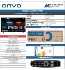 Resim Onvo 43OVF9000F 43'' 109 Ekran Uydu Alıcılı Full HD Google LED TV 