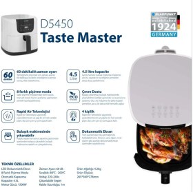 Resim Blaupunkt D5450 Air Fryer Taste Master 1500W 