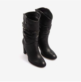 Resim Kemal Tanca Hakiki Deri Siyah Kadın Topuklu Çizme 25-100670k-1 Siyah 