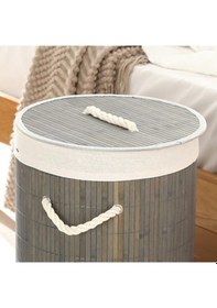 Resim Decohandy Yuvarlak Bambu Kirli Sepeti Çok Renkli 