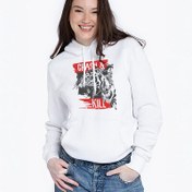 Resim Crash & Kill Tasarımlı Kapşonlu Kadın Sweatshirt 