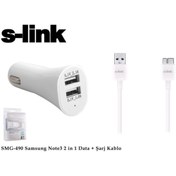 Resim S-Link Smg-490 1000ma Note 3 Şarj Kablo Araç Data Şarj Kablosu 