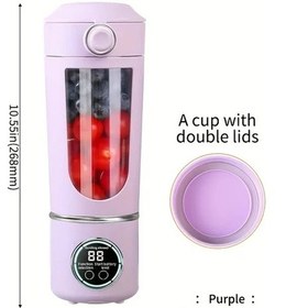 Resim Globalbloom Mor 15.22oz Usb Şarjlı 3 Modlu 12 Bıçaklı Taşınabilir Blender 
