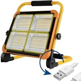 Resim Güneş Enerjili İkaz Lambalı Portatif Led Projektör 100 Watt L Ayaklı 