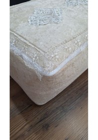 Resim Nergis Kadife Dantelli Güpürlü Hurç Büyük Boy 60x40x20 Cm Çeyizlik Nişan Düğün Gelin Bohçası Vizon 