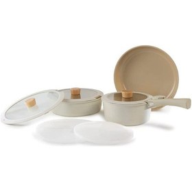 Resim Neoflam Midas Orta Boy Çıkarılabilir Kulp Bej 9 Parça Tencere Seti D Neomds9ı 