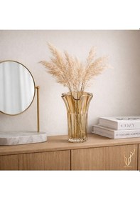 Resim Teal Cam Vazo - Amber Kahverengi 