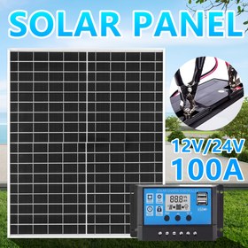 Resim 1 adet 20W Polikristalli Güneş Paneli Kiti, 60A/80A/100A Kontrolörü, Çıkış 12V-18V-24V, USB 5V Güneş Şarj Cihazı, Güç Bankaları, Kamp, Yürüyüş, Tekne, Evcil Hayvanlar, Işıklar, Gözetim, Yuva, vb. için 