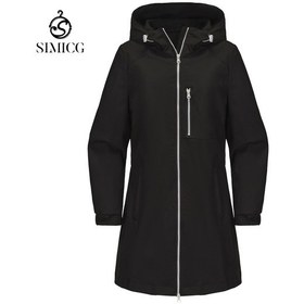 Resim Kadınlar İçin Açık Hava Sporları Rüzgarlık Kapüşonlu Mont Siyah 