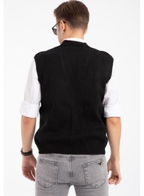 Resim Yeni Model Erkek Orta Yaş Ve Üzeri Triko Örgü Akrilik Kışlık Baba Düğmeli Yelek 2062-siyah 
